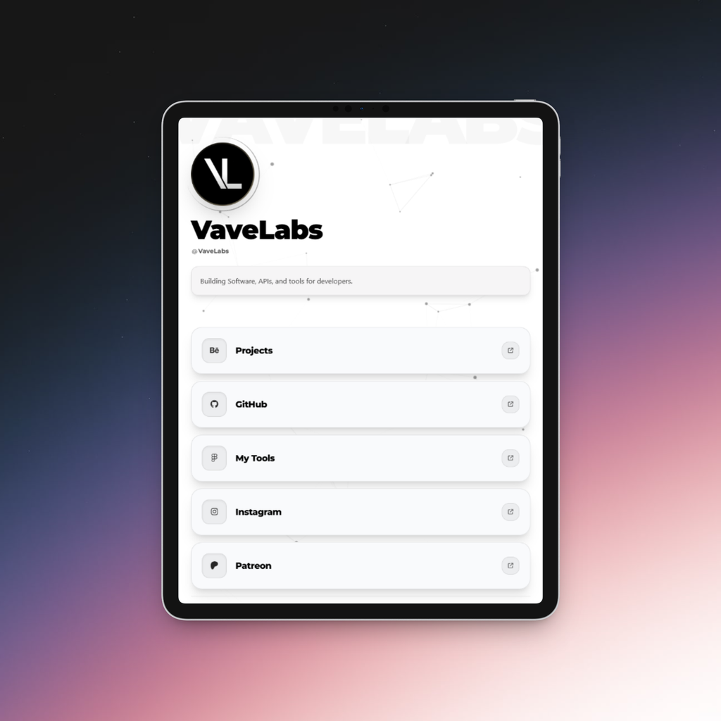 Developer Link in Bio Template | Built-in Visual Editor