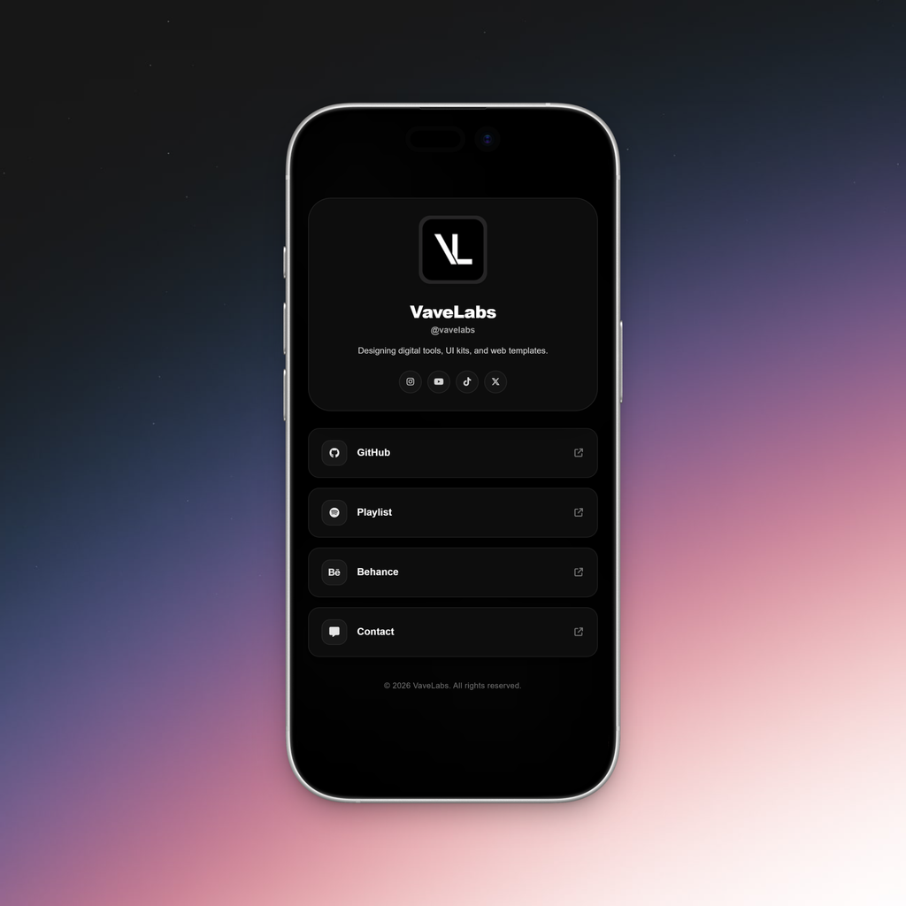 Dual-Theme Link in Bio Page | Responsive HTML & Tailwind CSS Landing Page