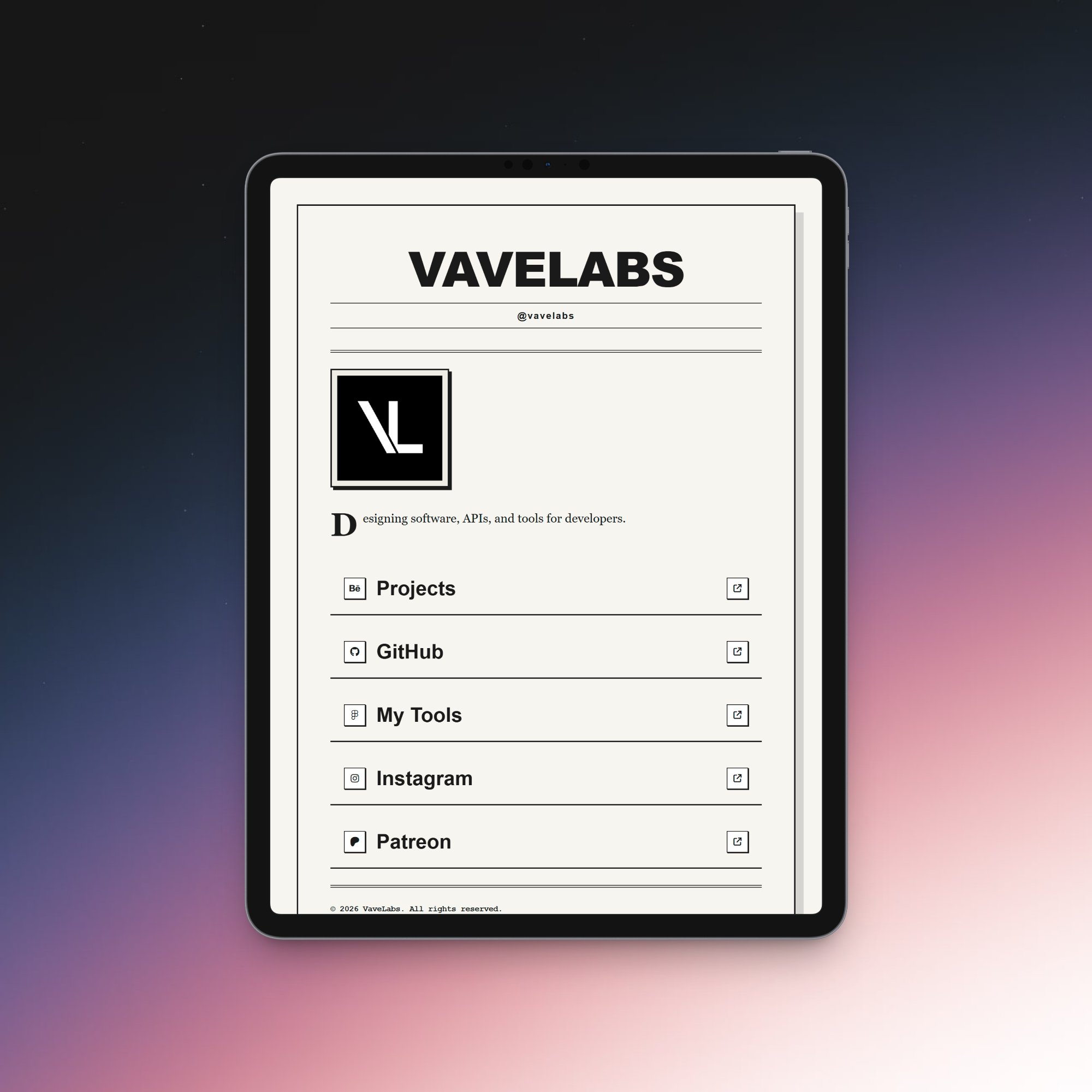 Editorial Press UI - Broadsheet Link Hub
