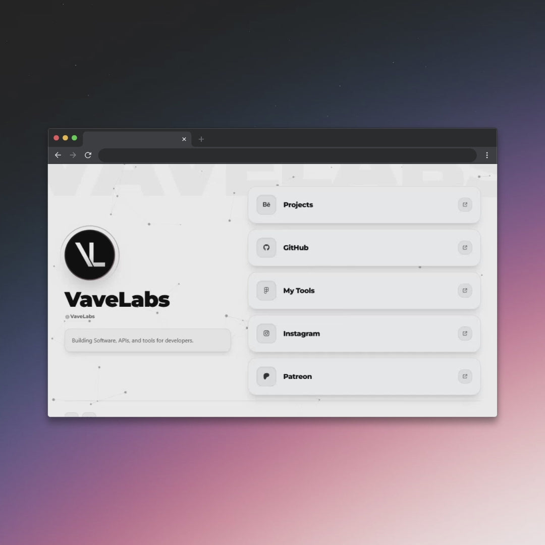 Developer Link in Bio Template | Built-in Visual Editor